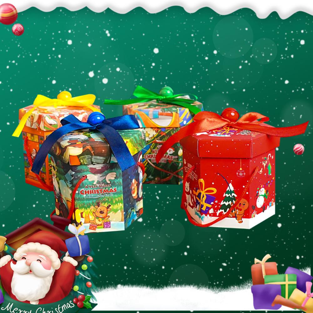 50 шт. мультяшные рождественские коробки для сладостей для конфет, печенья, выпечки, яблок, бумажная коробка, подарочная упаковка для печенья, Новый год Навидад