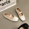 Fashion 2024 New Silver Bowknot Mary Jane Shoes for Women Round Toe Glossy Leather Flat Shoes Woman Dance Ballets Party Shoes Zapatos