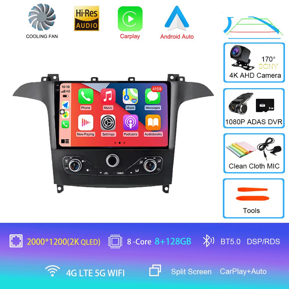 Android 14 Для Ford S MAX S-MAX 2006-2015 Для FORD GALAXY 2014 Автомагнитола GPS Carplay Мультимедийный плеер Навигация Стерео DSP DVD