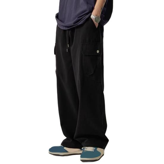 Мужские брюки-карго с несколькими карманами в американском стиле, прямые, широкие, свободные, с завязками на резинке, на талии, для повседневных путешествий