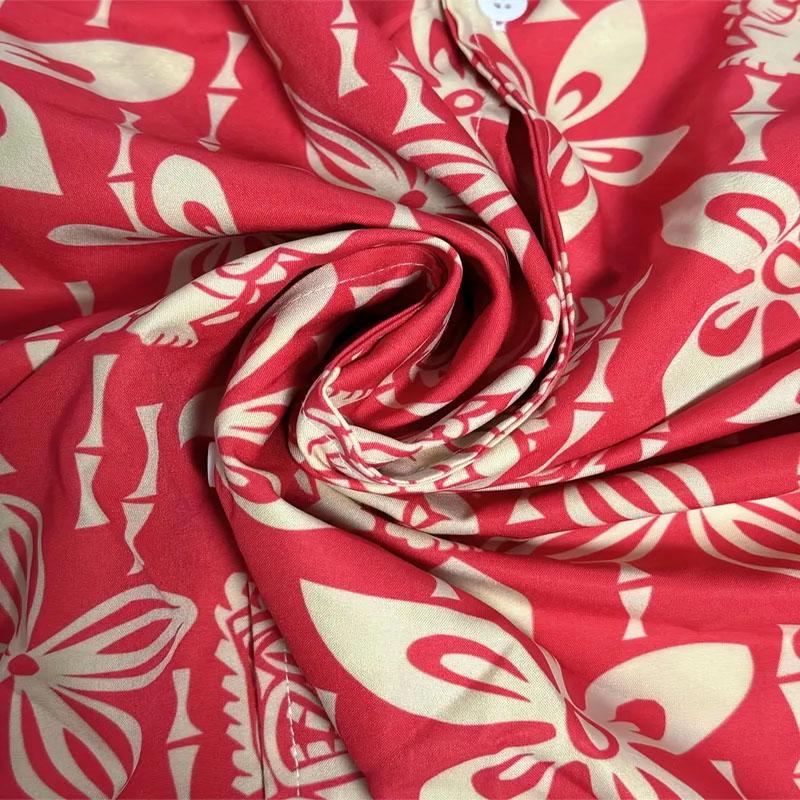 Красная модная мужская рубашка с короткими рукавами в гавайском стиле с цифровым принтом для летнего отдыха на свежем воздухе, быстросохнущая