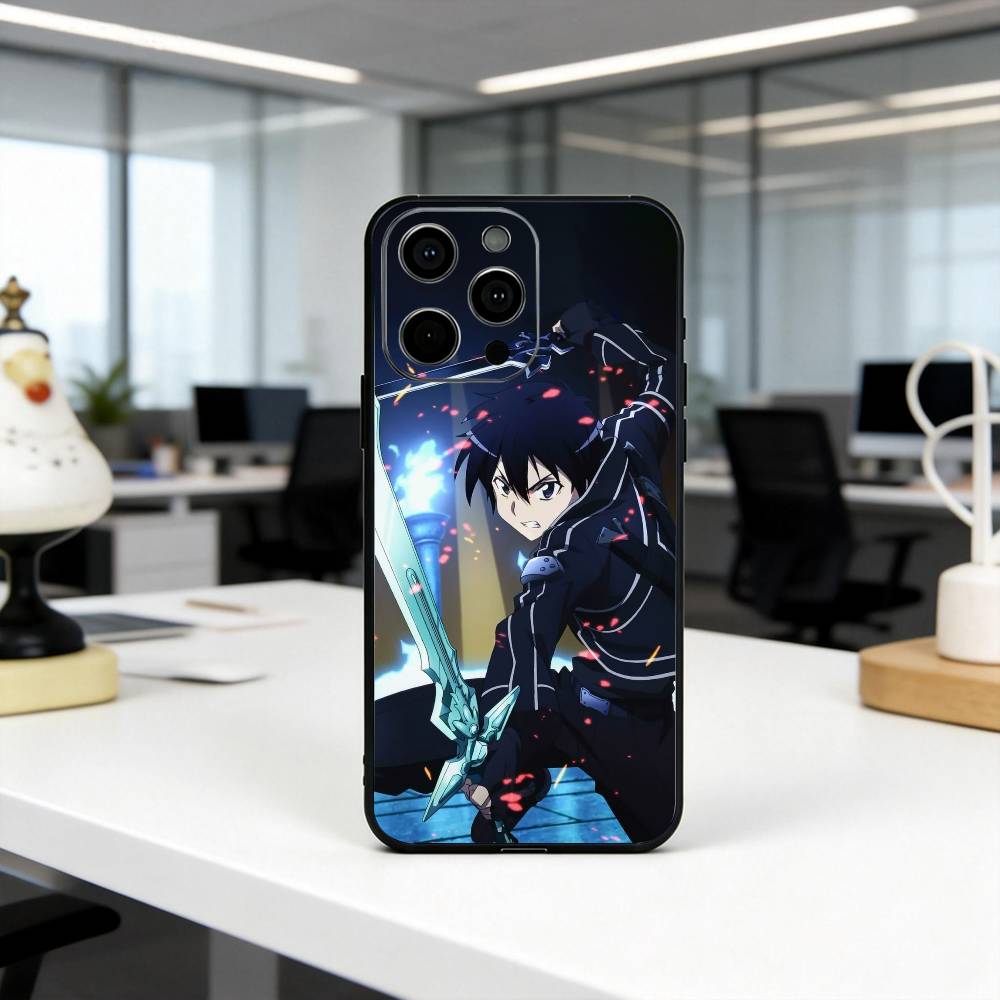 Sword Art Online K-Kazuto K-Kirigaya-ES Phone Case For iPhone 17,16,15,14,13,12,11 Plus,Pro Max,XS,Soft Silicone Black Cover