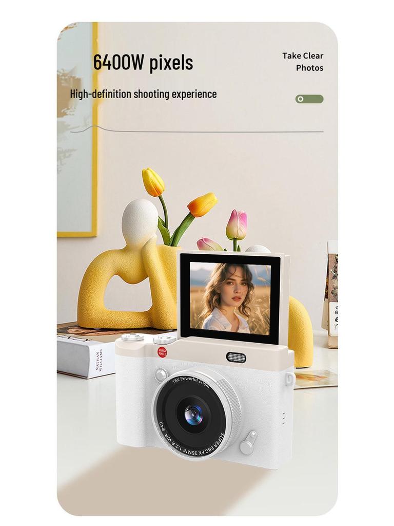 Retro Flip-Style CCD Camera & Camcorder: Portable Long-Zoom Digital Student Device for Photo & Video