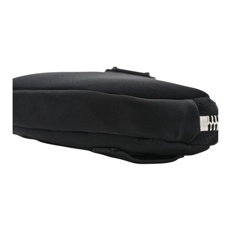 Prada Brand logo zipper closure nylon waist bag men's black