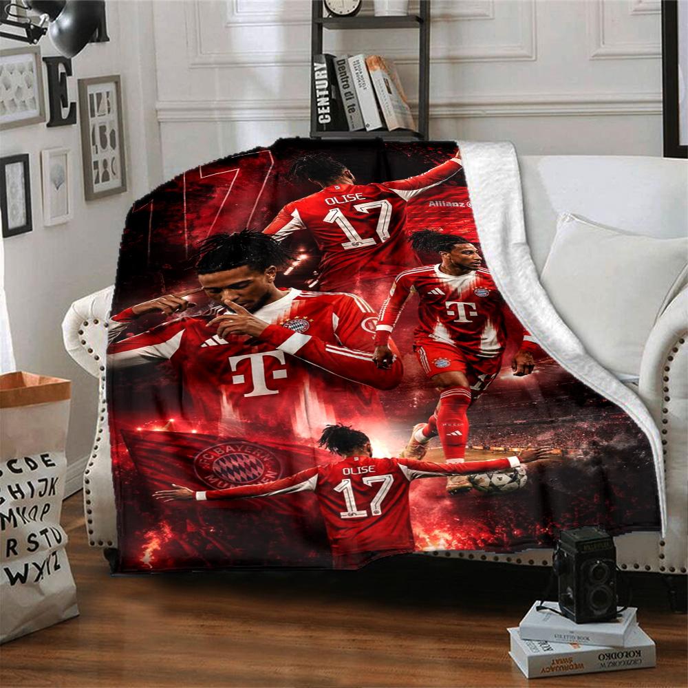 Michael Olise Bayern Munich No.17 Football Flannel Throw Blanket, Soft Warm Sofa Bed Cover, Soccer Fan Home Decor Gift for Fans