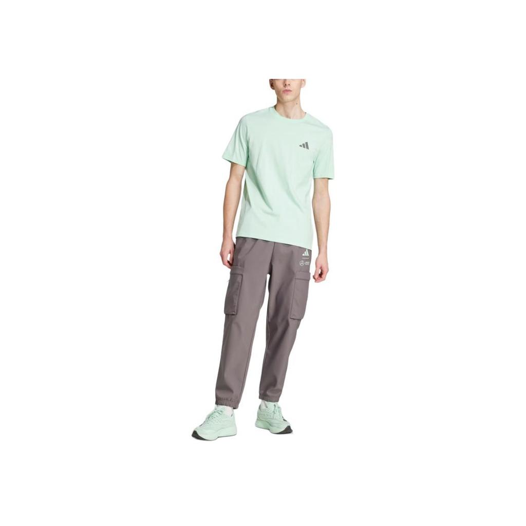 adidas X Mercedes-Amg Petronas F1 Team Ss25 Motorsport Премиальный Трикотажный Пуловер с Графикой Круглый Вырез Удобная Футболка с Коротким Рукавом Мужские Топы JY3033