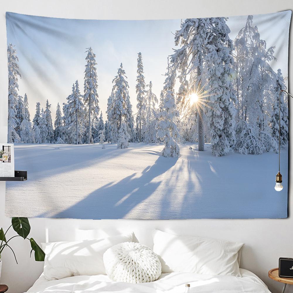 Рождественский камин и снежный настенный гобелен с Рождеством для дома, деко, рождественский подарок, гобелены с принтом
