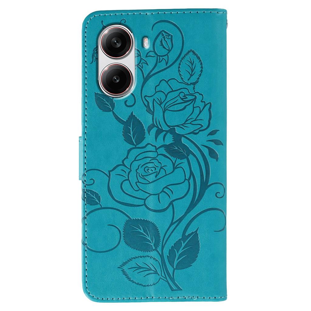 For Xiaomi Poco X7 Pro 5G Case Wallet Stand Imprinted Rose Butterfly PU Leather Phone Cover