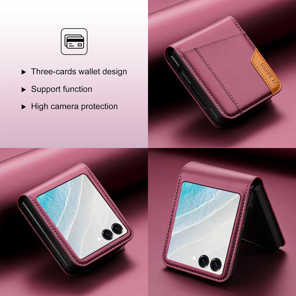 Ультратонкий кожаный чехол-книжка для бизнеса для Samsung Galaxy Z Flip7 Flip6 Flip5 4 3 Flip7 FE с отделениями для карт-кошелька и магнитной откидной крышкой