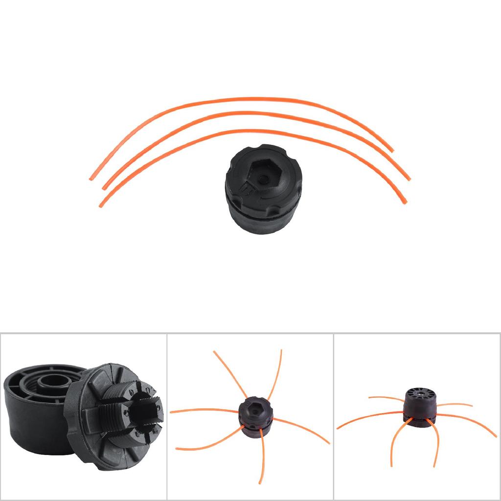Plastic Strimmer Head Trimmer Heads String Set for Gasoline Grass Brush Cutter Black