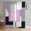 Pink Black Grey Patchwork Abstract Art Medieval Style Sheer Curtains Living Room Window Curtains Kitchen Tulle Voile Curtains