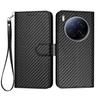 For TECNO Camon 40 Premier 5G Wallet Case with Strap Carbon Fiber Texture Leather Mobile Cover