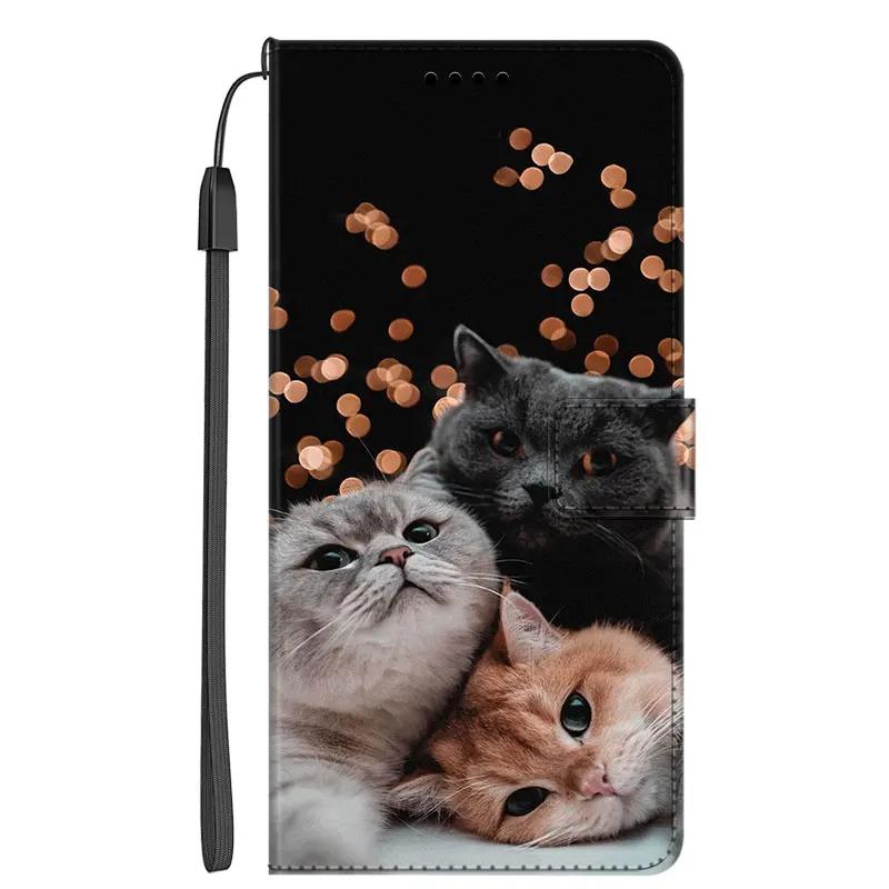 Кожаный чехол-кошелек с рисунком цветка и волка/собаки для Honor X5C Plus, X5C, Magic8 Pro 5G