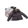 Black short waist padded clothes, women's large fur collar lapel padded jacket, horizontal grid quilting, plush filling, thick and thin, winter pass