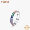 Tancise Classic 925 Sterling Silver Zircon Ring Ladies Jewelry Wedding Promise Party Gift