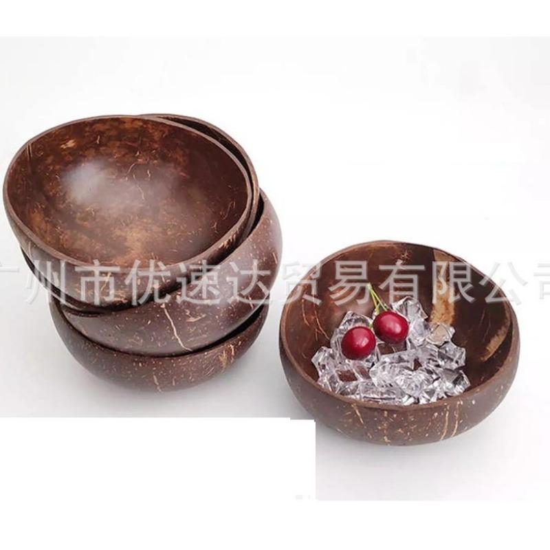 Женская миска из натурального кокоса 12-15 см, набор столовых приборов, деревянная посуда ручной работы, деревянная ложка, десерт, фруктовый салат, смешивание, рис, рамэн