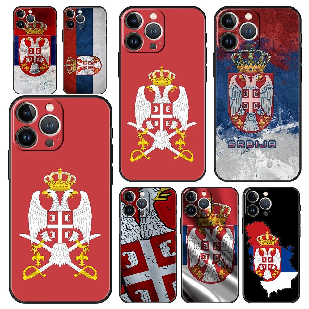 Флаг Сербии Значок Чехол для телефона Для iPhone 16e 15 14 13 12 11 Pro Max XS X XR SE 7 8 Plus Чехол iPhone 16 Мягкий ТПУ Чехол