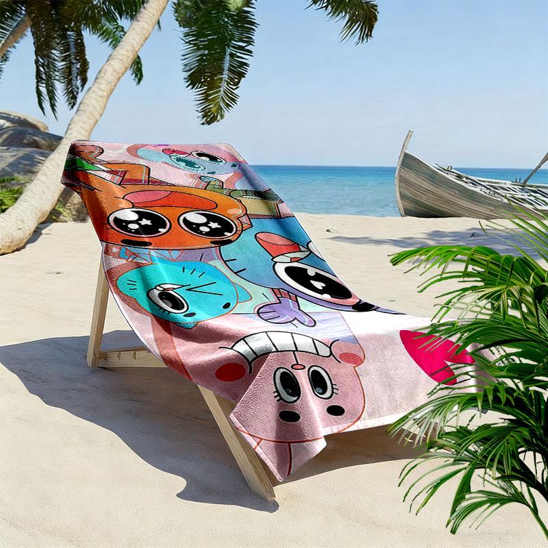 The Amazing World of Gumball Print Beach Towel, Large Soft Quick Dry Towel for Beach Camping Swimming