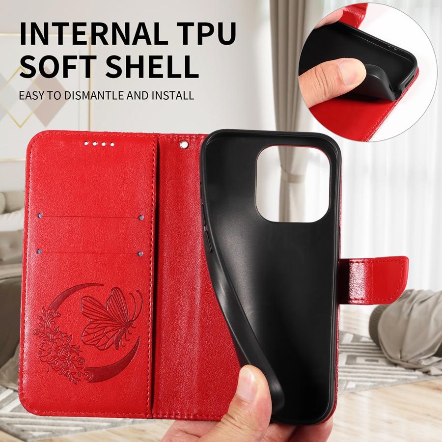 Чехол для телефона из кожи с тиснением в виде бабочки для VIVO Y18 Y28 Y38 Y17S Y19S Y27 Y16 Y35 Y21S Y20 V29E V29 V27 S18 S19, чехол-кошелек с ремешком