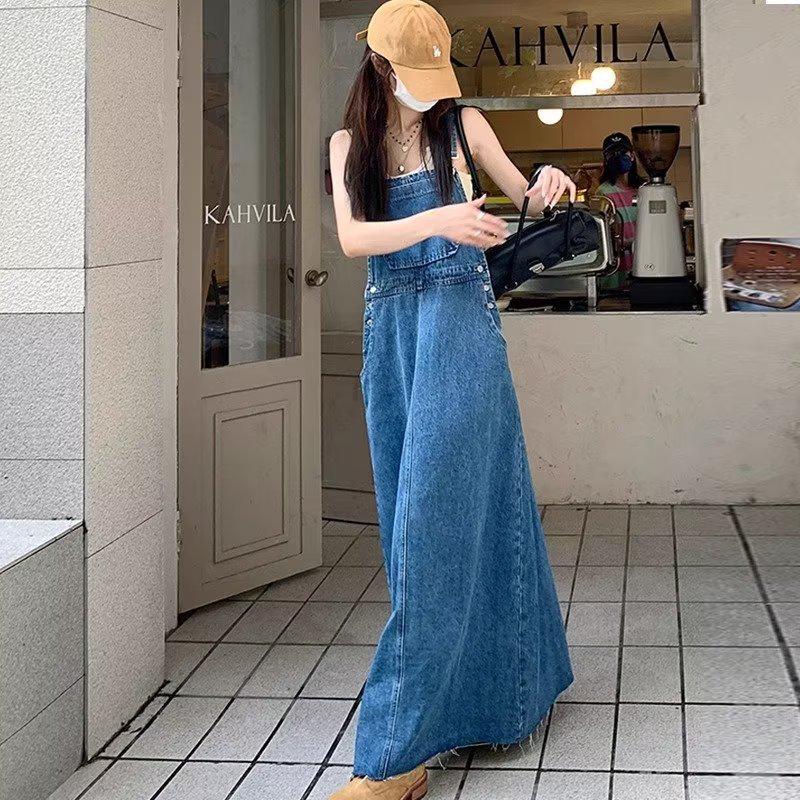 Women's Autumn 2025 Denim Dress: Age-Reducing, Slimming, Loose Fit, Long Blue Overalls