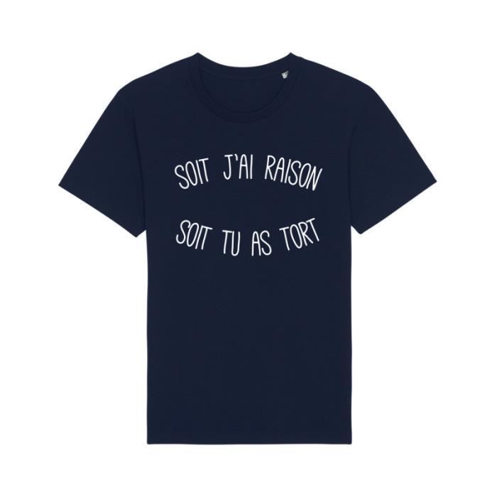 Tshirt - ENKR - SOIT J'AI RAISON SOIT TU AS TORT - 100% coton - Manches courtes - Bleu marine