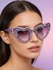 2026 Cute Diamond Encrusted Heart Style Women Sunglasses Trendy Female Sun Glasses Romantic Lady Light Luxury Gift KJ162