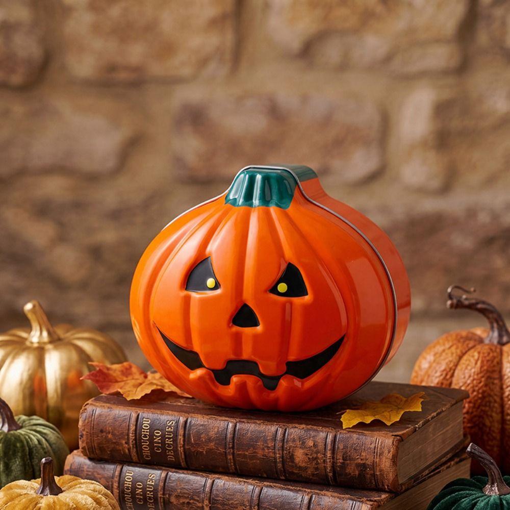 Decorative Halloween Pumpkin Face Tinplate Box Cartoon Pumpkin Face Cookie Box Party Supply