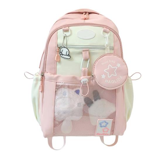 Рюкзак для ноутбука для девочек Водонепроницаемый рюкзак с прозрачным передним карманом Рюкзак большой вместимости с мягкими лямками для школы, улицы, путешествий