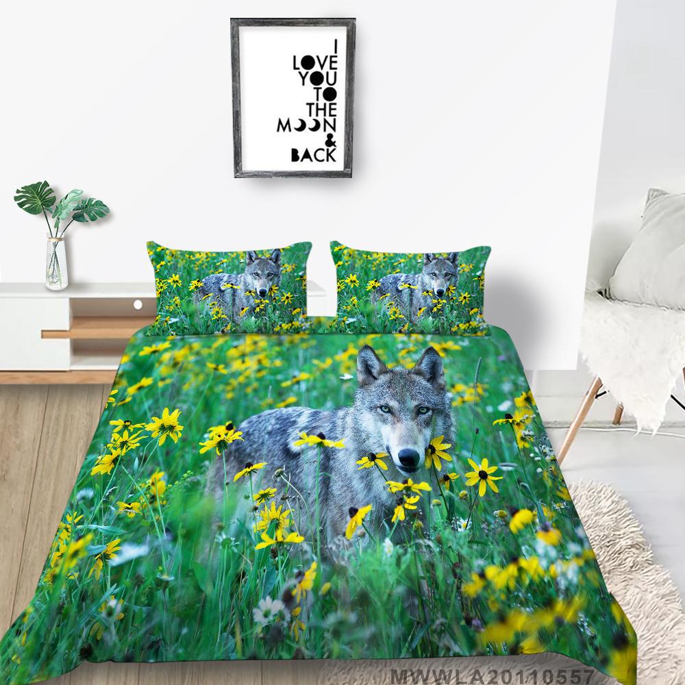 2023 New Style 3D Wolf Printed Single King Size Luxury Duvet Cover Set with Bedding Pillow Home Textiles Duvet Cover Sets