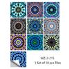 10pcs/set Mandala Style Crystal Hard Tiles Ceramics Wall Sticker Kitchen Wardrobe Home Decor Art Mural Peel & Stick Wall Decals