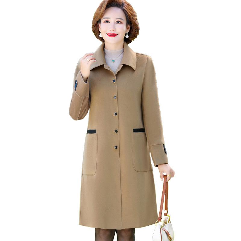 Double-sided woolen coat new autumn and winter high-end women's long over-the-knee jujube middle-aged women's woolen coat