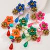 Bohemia Resin Flower Earrings Vintage Women Earrings Water Droplet Long Earrings  Jewelry Gifts