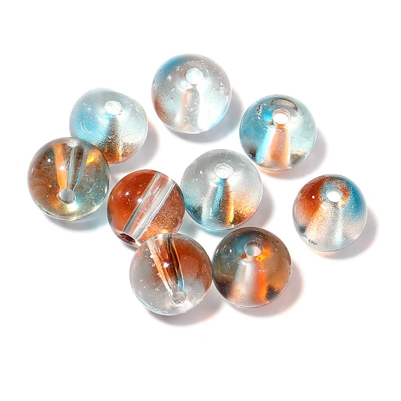 50 шт. Блестящие круглые стеклянные бусины 8 мм Разноцветные Lampwork Свободные Разделители Бусины Для Изготовления Украшений Поделки Своими Руками Браслет Аксессуары