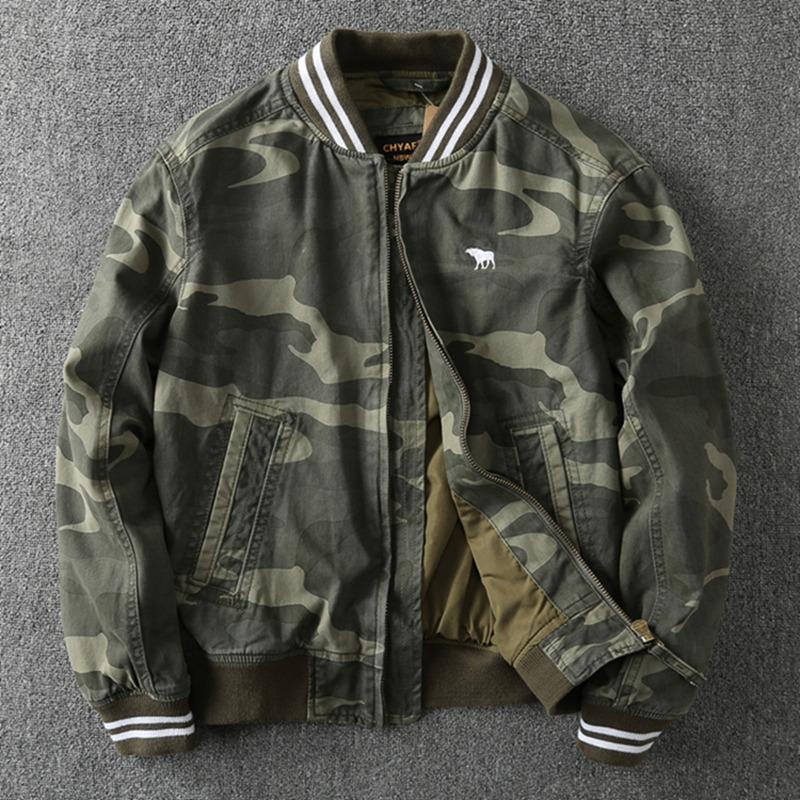 Мужская облегающая однотонная камуфляжная бейсбольная куртка — стильная и простая спортивная одежда для весны, осени и зимы.
