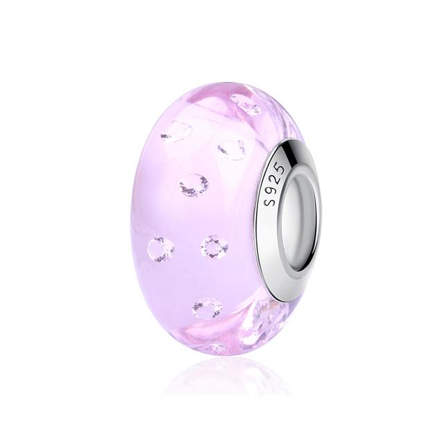 2023 Новый Оригинальный 100% Стерлингового Серебра 925 пробы Стеклянные Бусины Дерево Камень Муранский Цветок Подвески Подходит Браслет Diy Женские Ювелирные Изделия