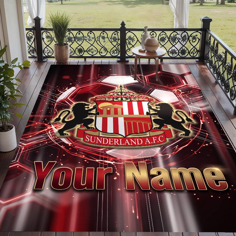 Custom Text Printed Rug Sunderland FC Non Slip Floor Carpet For Home Room Decor