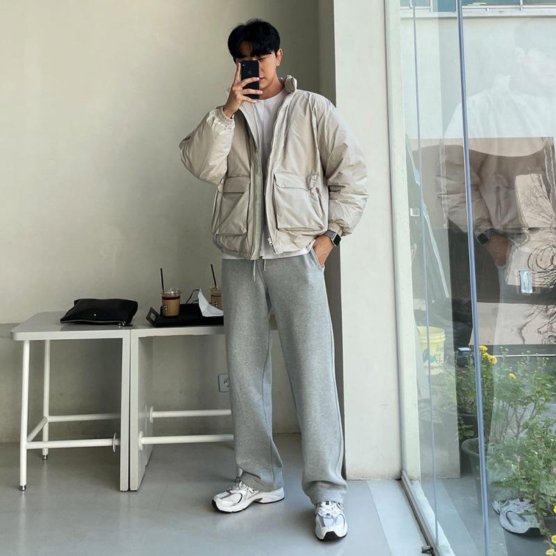 Мужская рабочая одежда Стойка воротник Хлопковое пальто Мужское зимнее Утепленное пальто Корейский стиль Трендовая Свободная Рабочая одежда Пальто-пуховик Хлопковое пальто