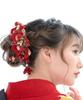 Hair Ornament 3 Japanese Red for Ceremonies and Kimono Style [SOUBIEN] Set, Pieces, Flower, Pattern, Ribbon, Coming-of-Age Graduations,