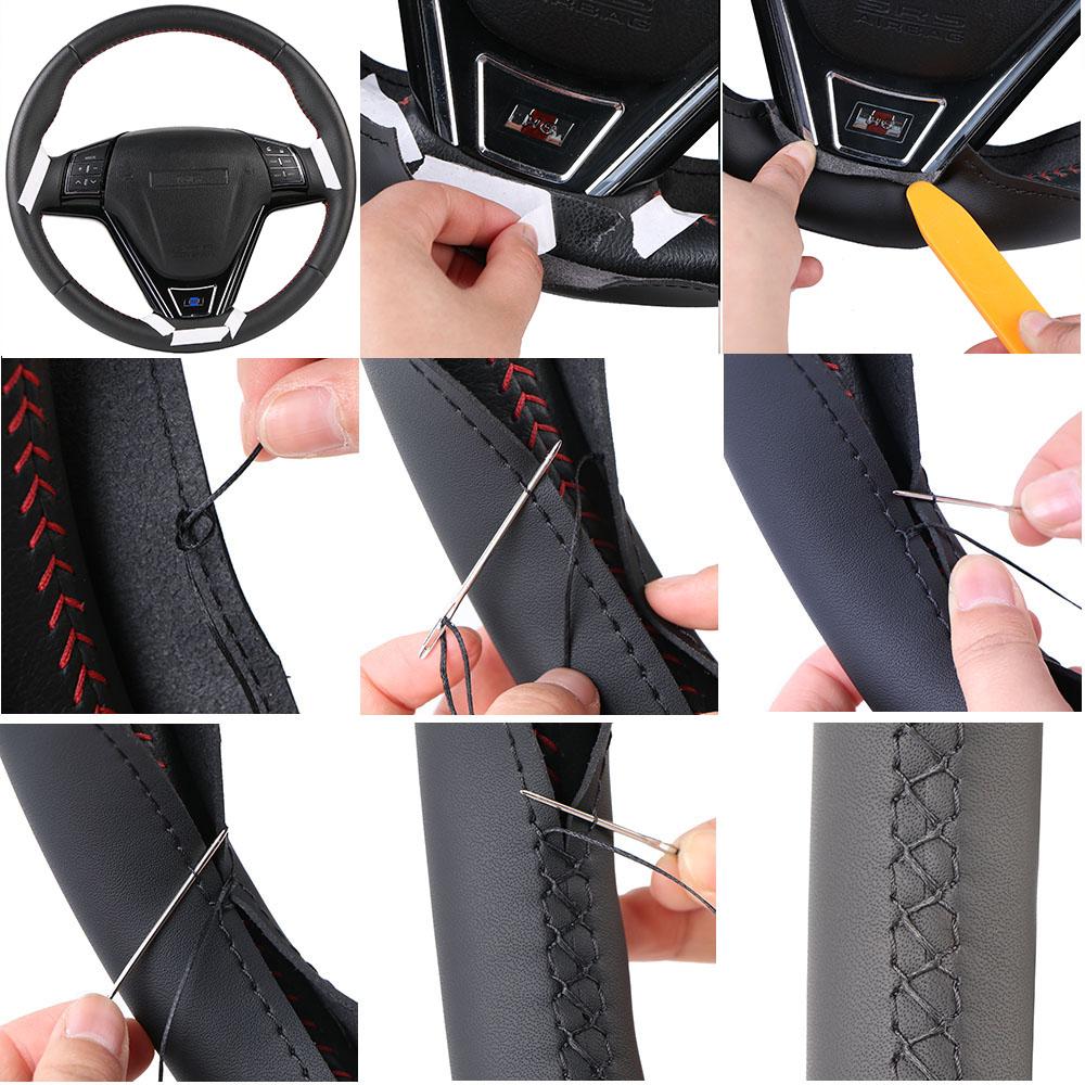 Customized Original DIY Car Steering Wheel Cover For Honda Civic Old Civic 2006-2011Black Leather Braid For Steering