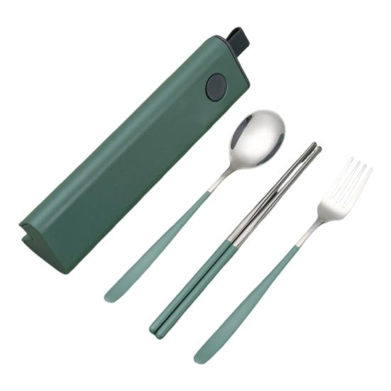 Дорожный набор столовых приборов из нержавеющей стали вилка и ложка с футляром портативная посуда