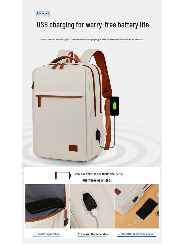 Women's Cross-Border Oxford Cloth Backpack, 15-Inch High-Capacity, Multi-Compartment Business Travel Laptop Bag