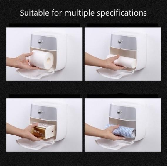 Новая модернизация Настенные открывающиеся при нажатии водонепроницаемые двухъярусные коробки для бумажных полотенец Коробки для рулонных бумажных полотенец Ремни для туалета Ящики Полки