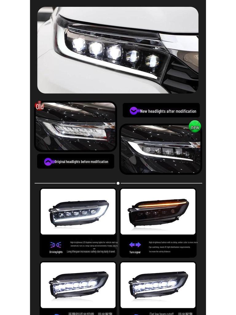 Светодиодная фара с хрустальной линзой и динамическими поворотниками для Honda Avancier 17-23