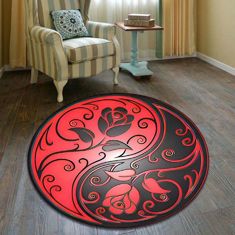 Modern Yin and Yang Round Carpet Gossip Round Carpet Living Room Bedroom Carpet Non-slip Carpet Photography Props Birthday Gift
