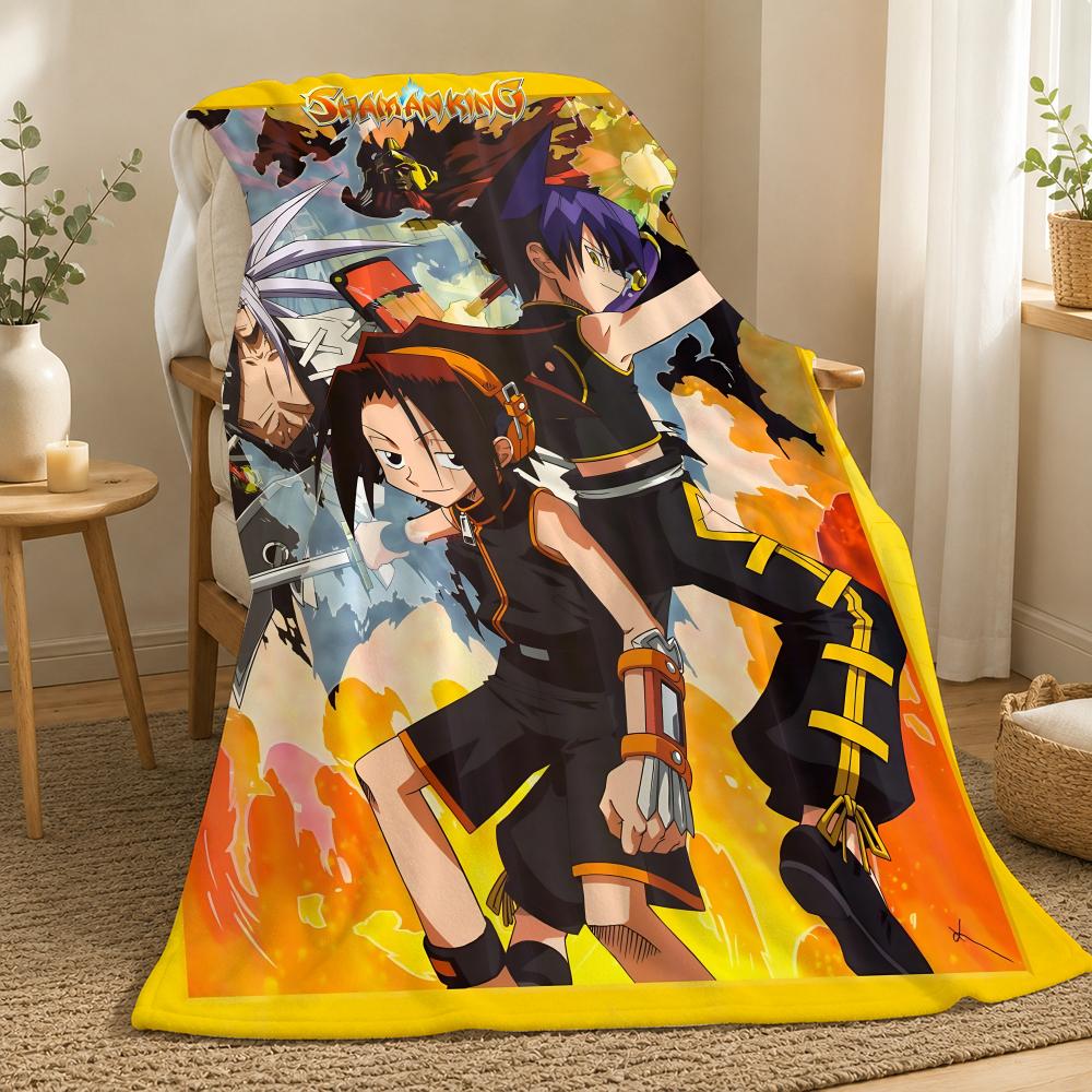 Плед Shaman King (Аниме) 240 г, Фланелевый, Подходит для диванов, кроватей, офисов, Изысканный подарочный плед