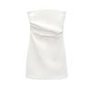 Spring New Style White Ruched Silm Straight Collar Tube Top Dress 7905717 3067365 3180332