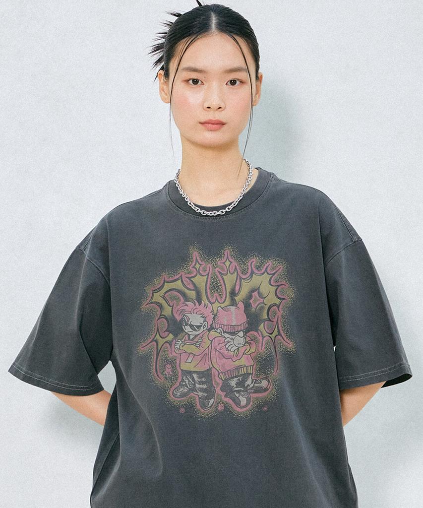 GAKKAI UNIONS Duo Pigment Short Sleeve T-Shirt Charcoal