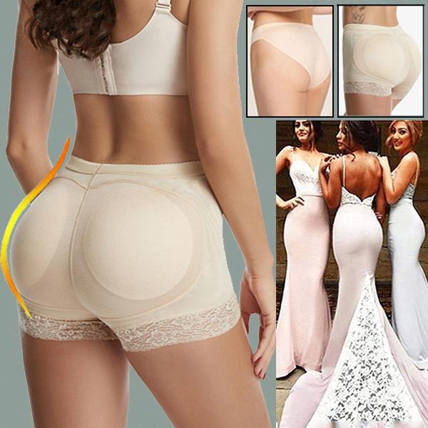 S-3XL Plus Size Women's Padded Butt Lifter Shaper Boxer Briefs Seamless Push Up Fine Mesh Upturned Buttock Panties