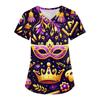 Плюс Размер Печатный Рабочий Униформа Топы Для Женщин Крест V-образный Вырез Карнавальный Принт Короткий Рукав Забавные Футболки Рабочая Одежда Футболка С Карманами