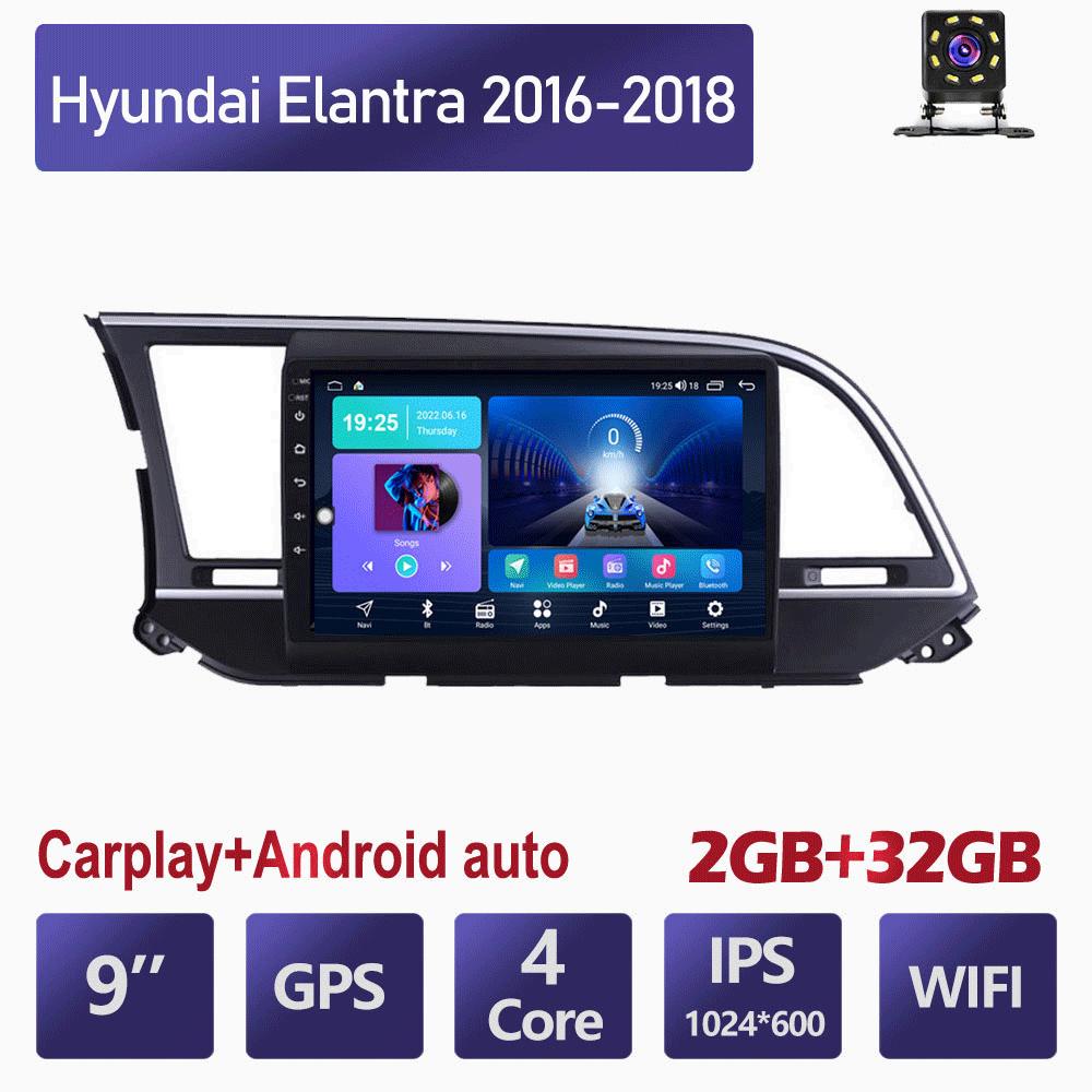 Беспроводное автомобильное радио Carplay для Hyundai Elantra 2016-2018 Android мультимедийный видеоплеер GPS-навигация WIFI 2 + 32 ГБ